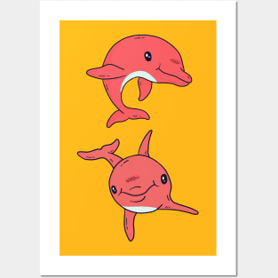 Pink dolphin Posters and Art